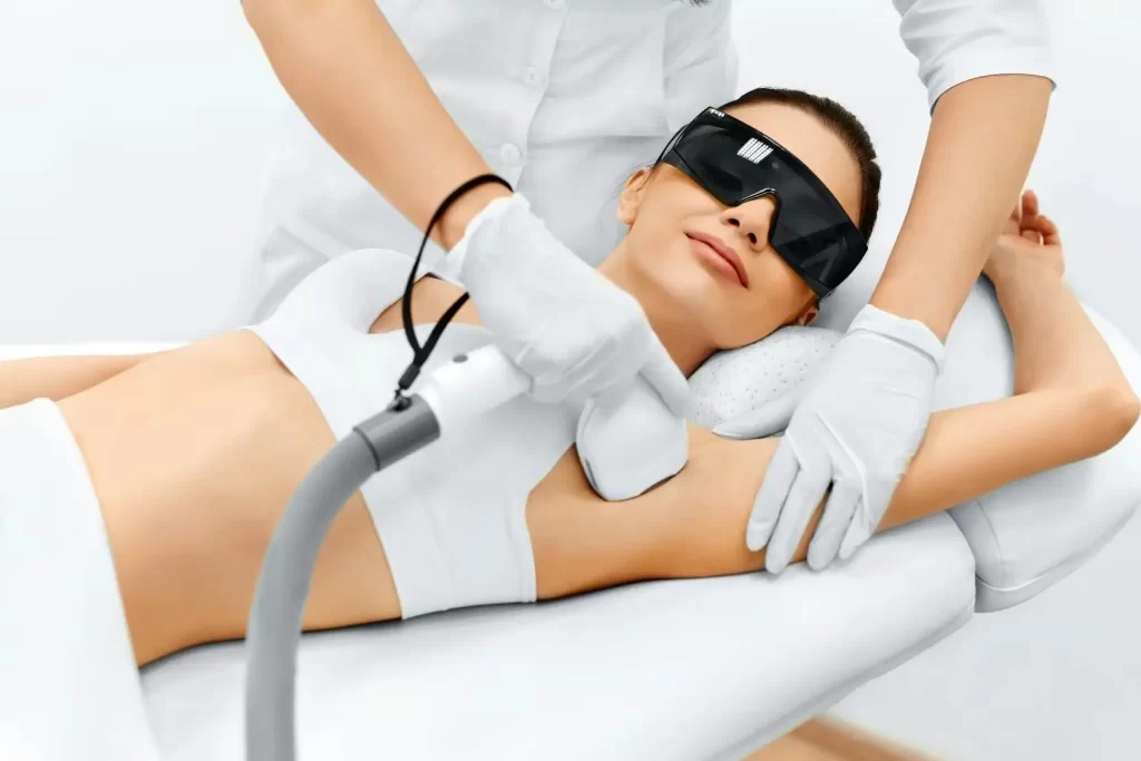 it is a laser hair removal picture for permament underarm hair removal, indicating that laser has achieved stunning before&after hair removal result